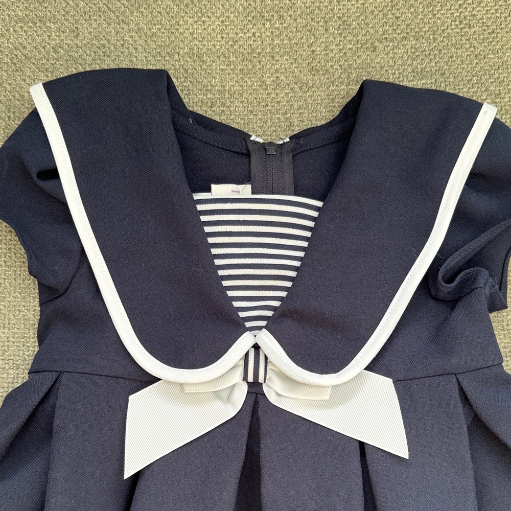 Navy Blue and White Girl’s Dress - Picture 2 of 6